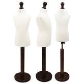 Children Kids Age 2-4 Years Tailors Dummy Mannequin, White Torso Bust with a Dark Wood Round Base